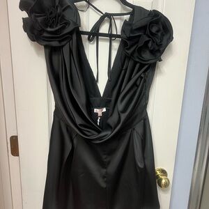 Luxxel Black Satin Romper